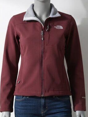 The North Face Apex Soft Shell Fleece Lined Burgundy Zip Jacket Women's L